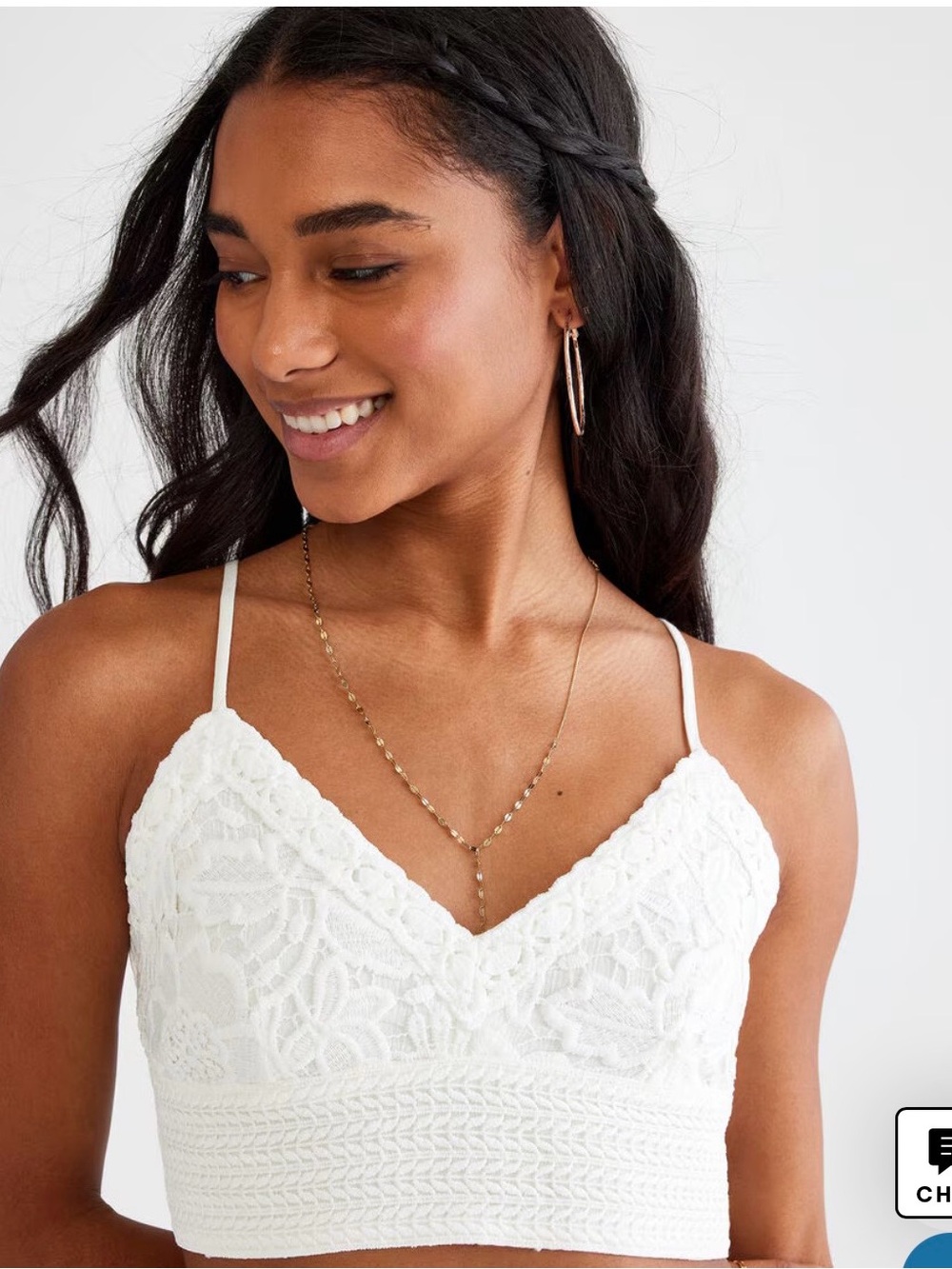 Aeropostale Lace Tie-Back Cropped Cami White